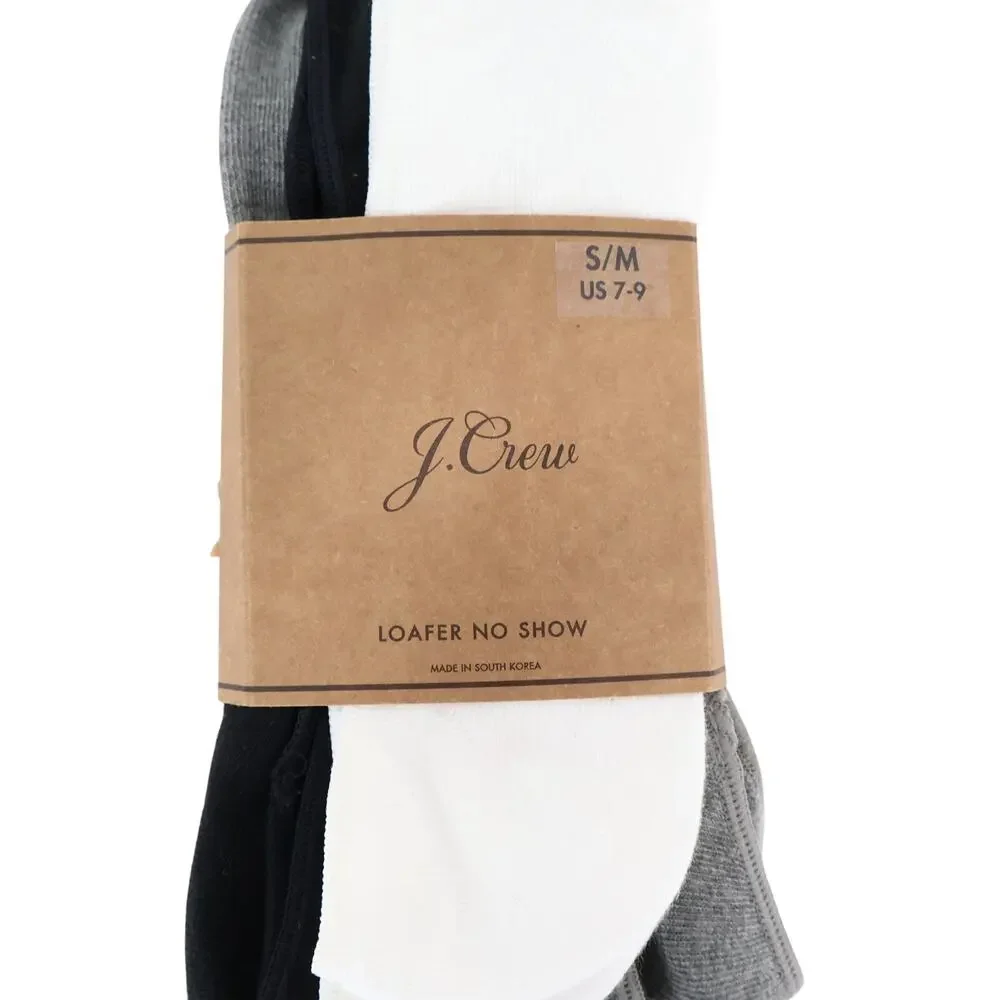 J.Crew Mens No-Show Loafer Socks 3 Pack Size S/M US 7-9 NWT